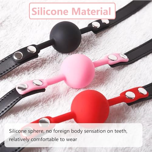 Image of Leather Restraints Ball Mouth Plug Silicone Bondage Ball Gag for Sex, BDSM Restraints Toys Sex Gag Muzzles (Pink) (P1)