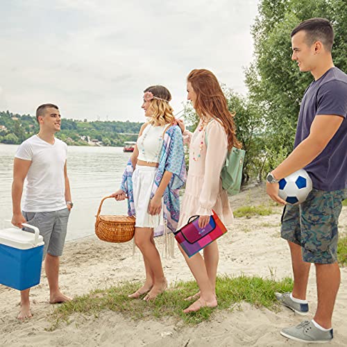 Relaxdays Picknickdecke XXL, 200 x 200 cm, Fleece Stranddecke, wärmeisoliert, wasserdicht, mit Tragegriff, bunt kariert, schwarz-rot