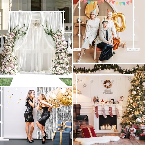 Image of Emart Heavy Duty Backdrop Stand 8.5x10ft(HxW) Adjustable Background Support System Kit with Steel Base for Photography, Photo Backdrop Stand for Parties Birthday Video Studio - White