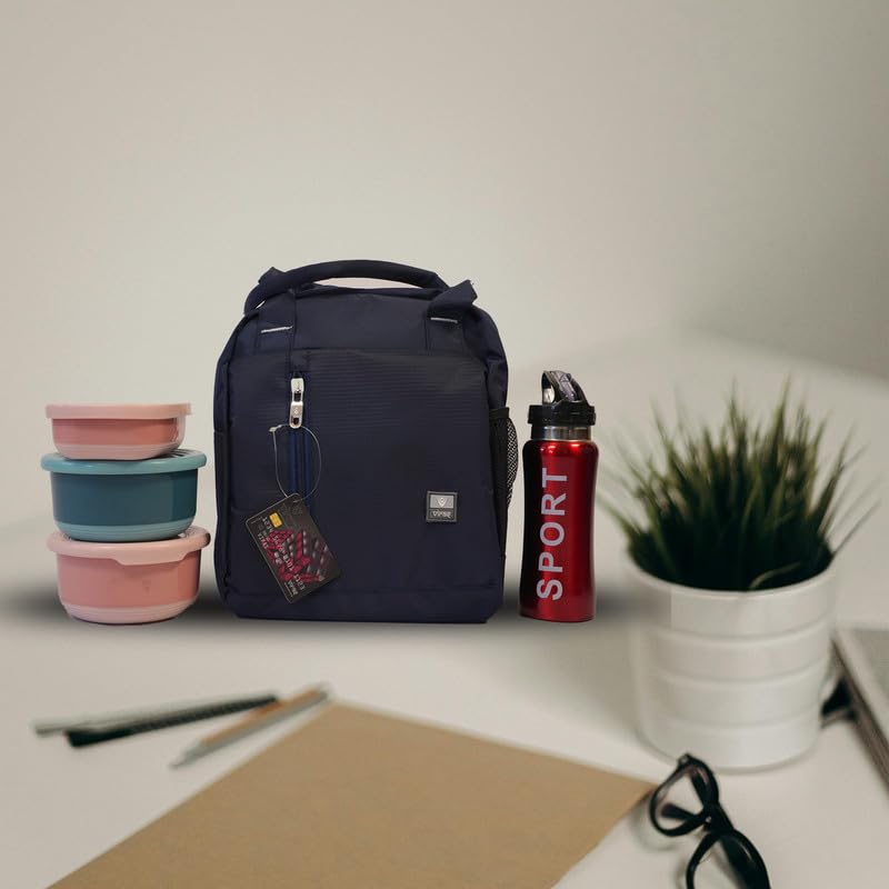 Image of FLUXY Lunch Bag for Office Men & Women | 1000D Fabric | Water-Resistant, Leakproof with Large Capacity (Black) | for Work, Students, Office, Picnic, Travel, College & School (Blue)