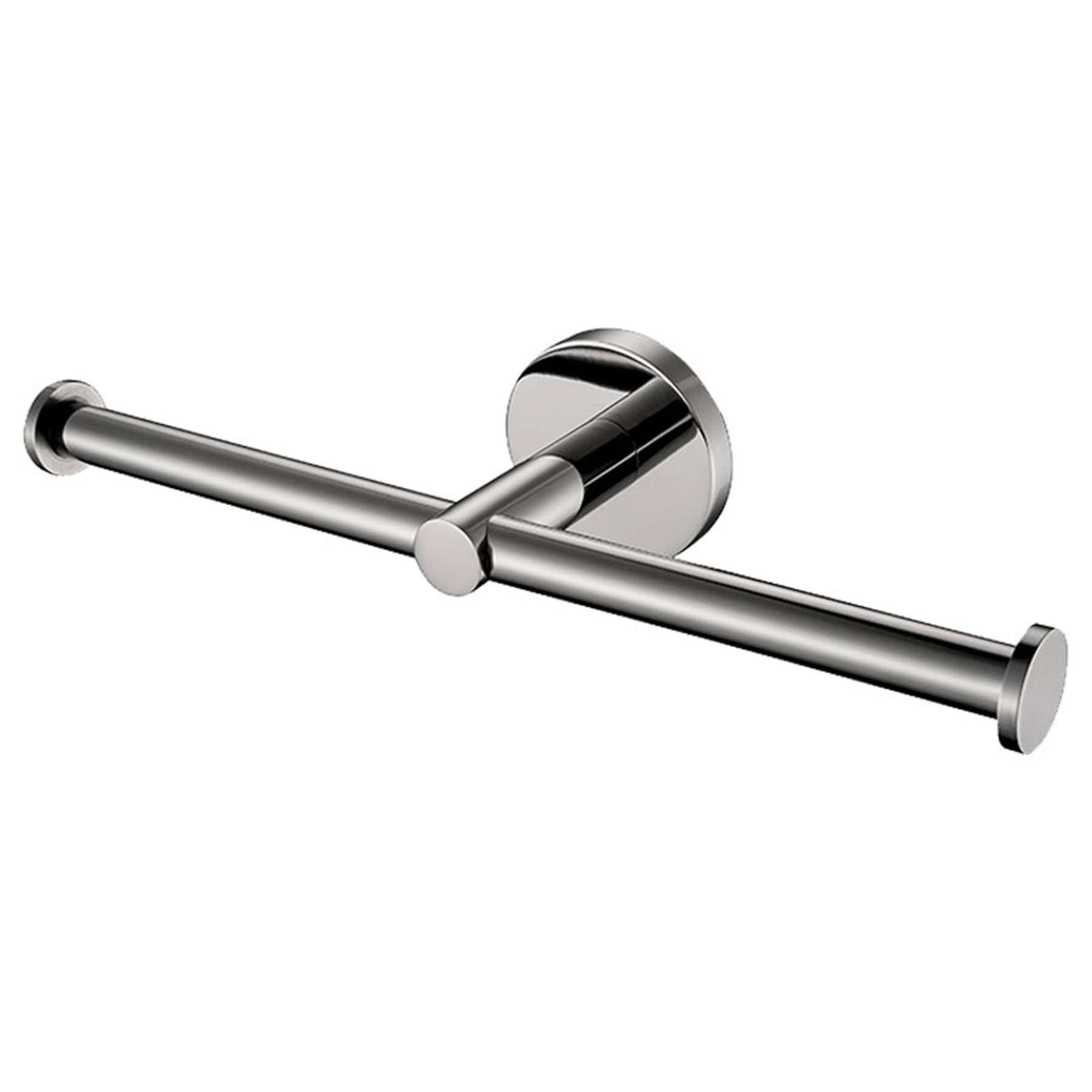 Flybath Double Toilet Roll Holder SUS 304 Stainless Steel Mirror Polished Stylish Bilateral Bathroom Paper Tissue Holder Wall Mounted, Circle Base