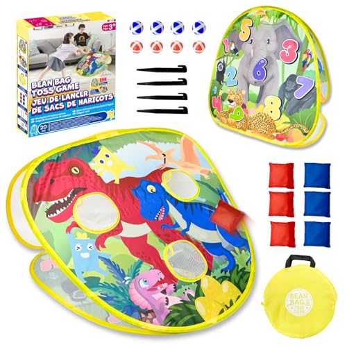 Grip Kids 2-in-1 Dinosaur & Animal Bean Bag Toss Game – Double-Sided 27