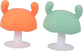ibasenice 2 Pçs Bebê Calmante Mordedor Sapo Brinquedo Molar Mordedor Cogumelo Mordedor Bebê Adorável Mordedor De Bebê Silicone Brinquedo De Dentição Apaziguar Goma De Mascar Dentes Sílica