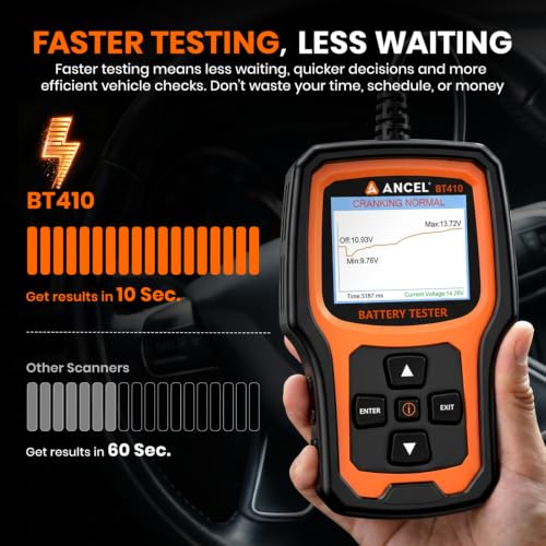 Image of ANCEL BT410 12V 24V Car Battery Tester for Lead-Acid & Lithium Batteries, 100-2000 CCA Automotive Battery Load Tester Health Cranking Charging System Alternator Test for Motorcycle Car Truck RV Boat