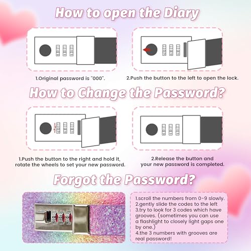 FZSECRIU 1 Stück tagebuch mädchen mit schloss +1 Kugelschreiber,tagebuch mit schloss mädchen,Geeignet für Mädchen im Alter von 8-14 Jahren mit schloss