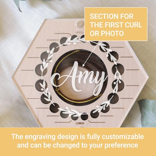 Image of Personalized Baby Teeth Keepsake Box - Custom Wooden Tooth Storage Girl Boy - Baby First Haircut Souvenir - Holder Organizer