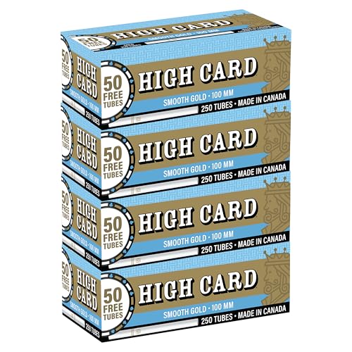 High Card GOLD (Light) RYO Cigarette Filter Tubes Regular 100mm Size 250ct (4 Pack) - 1000 Tubes total