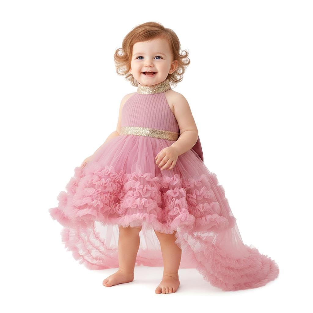 Lito Angels Prinzessinnenkleid für Mädchen mit geschichtetem Tüllrock und Schleife auf der Rückseite, perfekt für Hochzeit, Party oder Zeremonie