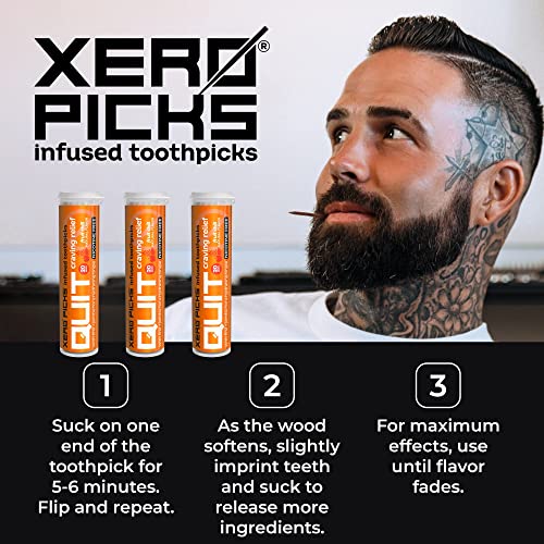 Image of Xero Picks Infused Flavored Toothpicks to Help Quit Smoking - Nicotine Free (Fruit Chill, 3 Pack) Non-GMO Kosher Vegan