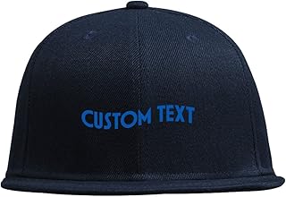 Miujonvy Personalized Hip Hop Flat Hats Add Your Image Here for Unisex Hip Hop Flat Bill Brim Adjustable Curved Brim Hat Navy