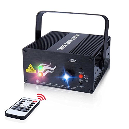 Laser Light 40 Patterns LED Projector DJ Gear Stage Lighting Red and Green Show With Blue Auto Sound active Professional Disco DJs Family Party Clubs and Wedding