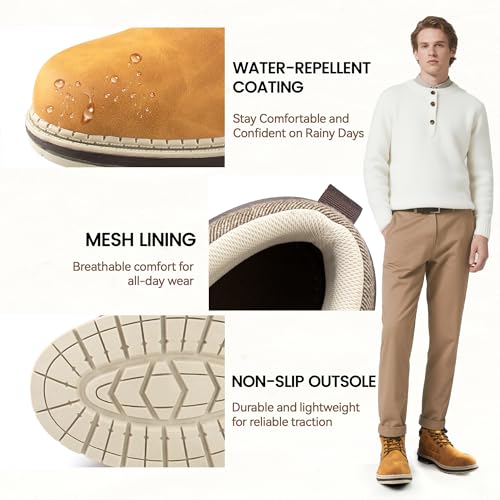 CC-Los Men's Ankle Chukka Work Boots Durable Outdoor Comfort with Anti-Slip Sole Cushioned Support Size 8-142