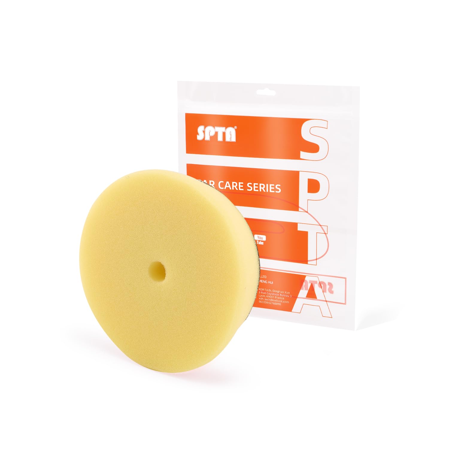 SPTA Yellow T80 High-Cut Foam Polishing Pad, 1Pc 3.5 Inch Face for 3 Inch 80mm Backing Plate Compound Buffing Sponge Pads for Car Buffer Polisher Compounding, Polishing and Waxing - FPBFS3Y