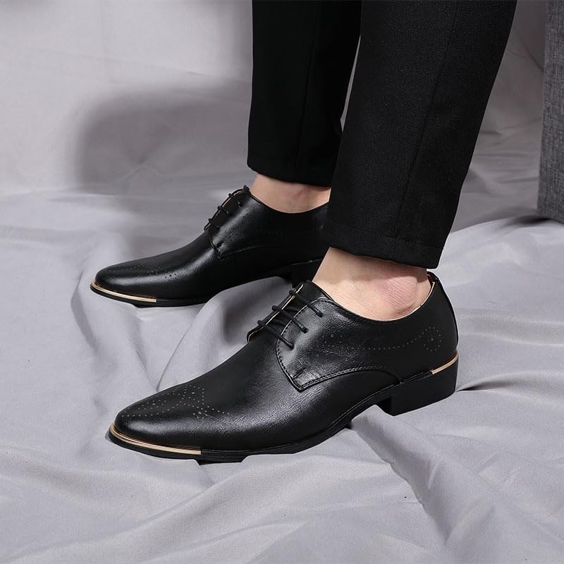 Mens Dress Oxford Spanish Leather Wedding Fashion Lace Up Breathable Working Non Slip Low Top Block Heel Anti-Slip Shoe2