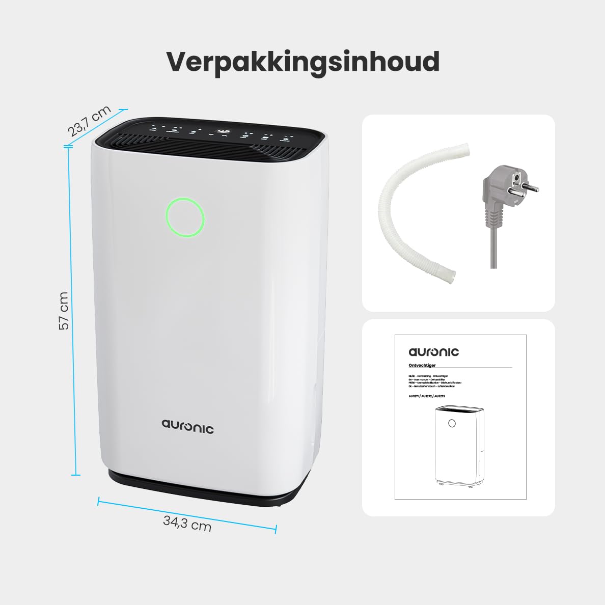 Auronic Luchtontvochtiger - Ontvochtigt 450ml Per Dag in Huis - 1L