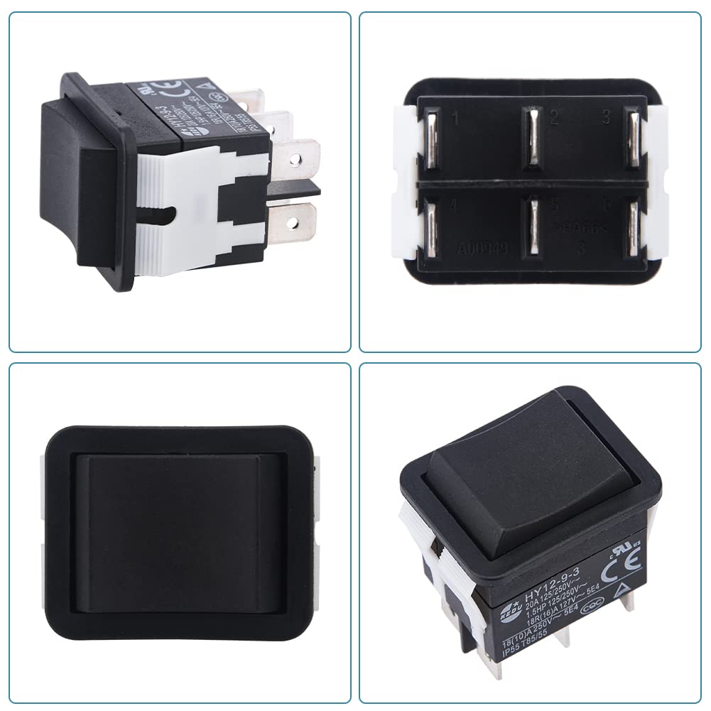 Lot De 3 Interrupteurs à Bascule UrbanNest HY12-9-3 - 6 Broches 125V/250V Étanche IP55 Pour Usage Industriel