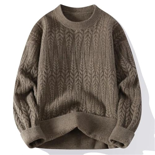 Men Solid Color Knit Pullovers O-Neck Knitted Sweater Mens Loose Warm Pullover Sweaters2