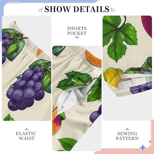 J JOYSAY Grapes Apricots Leaves Beige Pajamas Pants Soft Long Pajama Bottoms Lounge Sleep Pants Size S-XL4