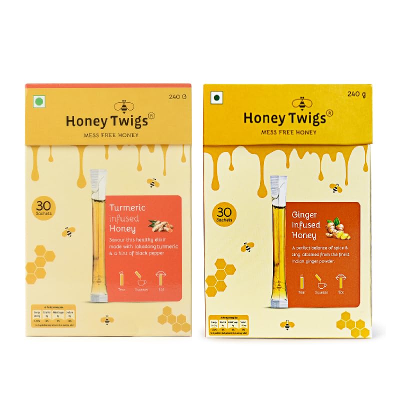 Honey Twigs Natural Honey | Turmeric Honey and Ginger Honey, 480g(240g + 240g - 60 Twigs) | Infused with Natural Ingredients | Pure Honey | No Added Color | No Preservatives (B0CCW4X4W4) Amazon Price History, Amazon Price Tracker