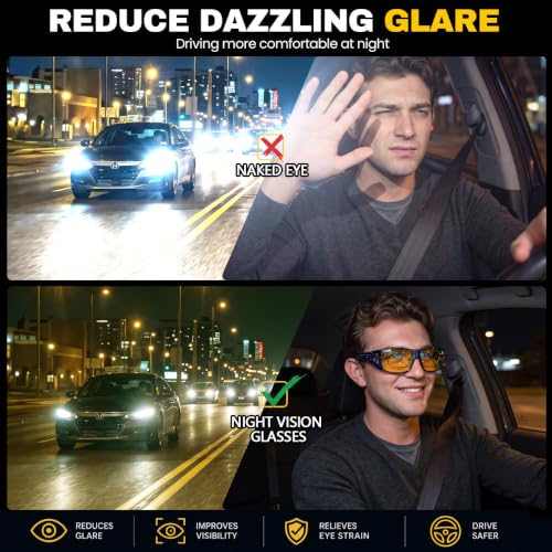 Image of Myiaur Night Vision Fit Over Glasses for Men Women Polarized Yellow Lens