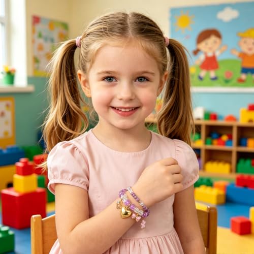 Image of First Day of Kindergarten Bracelets,First Day of School Bracelets for Mom and Daughter,Back to School Bracelet Pre-K Matching Heart Wish Adjustable Bracelet