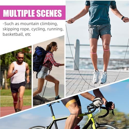 Image of Foilswirl Silicone Patella Knee Band for Basketball Patella Tendon Support Knee Pain Running Tendon Brace Support Strap(4,Black and Rose Red,M)
