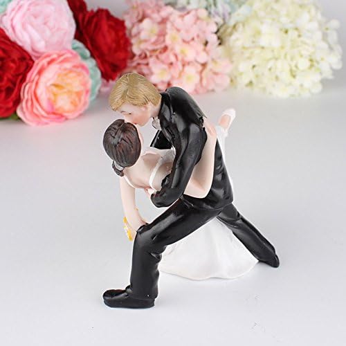 SwirlColor Wedding Cake Toppers Romantic Tango Dance Resin Dolls Bride and Groom Figurine for Cake Decoration