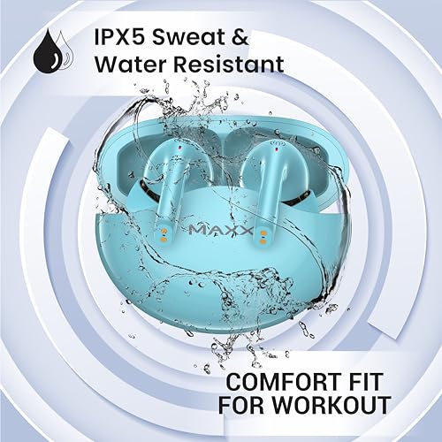 Image of Maxx PX60 Pro True Wireless Quad Driver Earbuds with Quick Connect,Upto 50Hrs Playtime,ASAP Charge 10 Min Use 180 Mins,IPX5,BT v5.3 (Powder Blue)