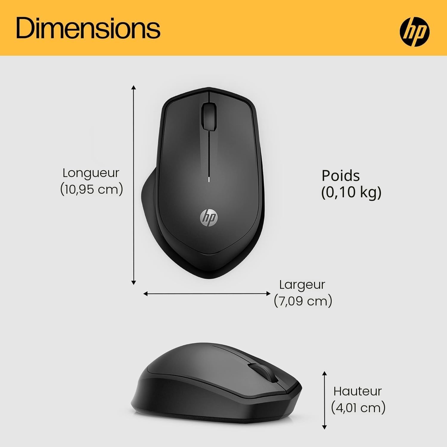 HP - PC Souris Silent 280 M sans Fil, Technologie LED Bleue, réduction du Bruit jusqu'à 90%, 3 Boutons et Roulette de Glissement, Design Ergonomique, récepteur Nano Inclus, Design Moderne, Bleu