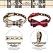 PUPTECK Puppy Collar with Bell XXS Dog Collar Charm Adjustable Bowtie Soft Leather for Cats Kittens Extra Small Dogs 2 Packs