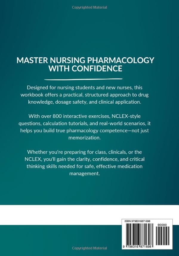 Image of Nursing Pharmacology Drug Workbook: 800+ Interactive Exercises to Master Nursing Meds - With Clinical Scenarios, Mnemonics, and Patient Safety Strategies