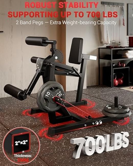 Garvee Leg Extension and Curl Machine, 4-in-1 Leg Press Machines for Home Gym, 700Lbs Weight Capacity Adjustable Workout Equipment, Exercise Bench for Lower Body (Red and Black)