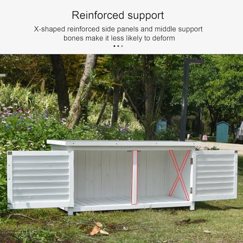 Terrassenbox für den Außenbereich, Terrassenaufbewahrung aus Massivholz und Metall, Gartenbox mit Kunststofffüßen für Balkon und Terrasse