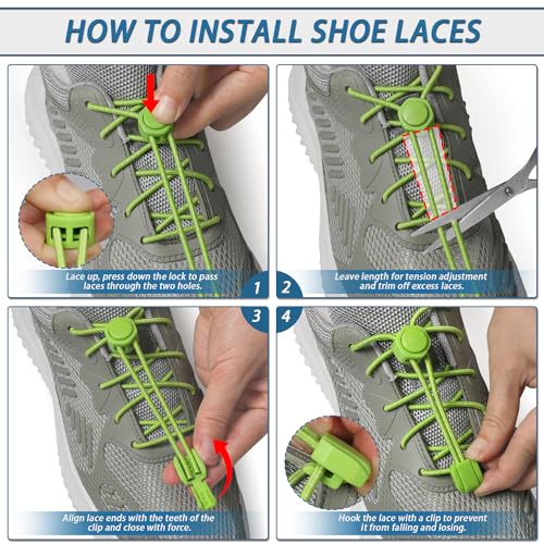 Image of HOMAR Elastic No Tie Shoe Laces Stretch Tieless Shoe Laces for Sneakers No Tie Shoelaces Elastic Laces for Adults and Kids