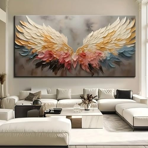 Toile colorée abstraite pour salon élégant, grande peinture murale décorative 65x130