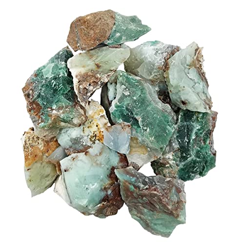 Image of Aquaprase Crystal Raw for Meditation & Reiki (1 Kg) | Natural Gemstone for Emotional Healing & Communication | Decorative Crystal Showpieces for Vastu Home Decor & Office Desk Decoration (3-4 Pcs)