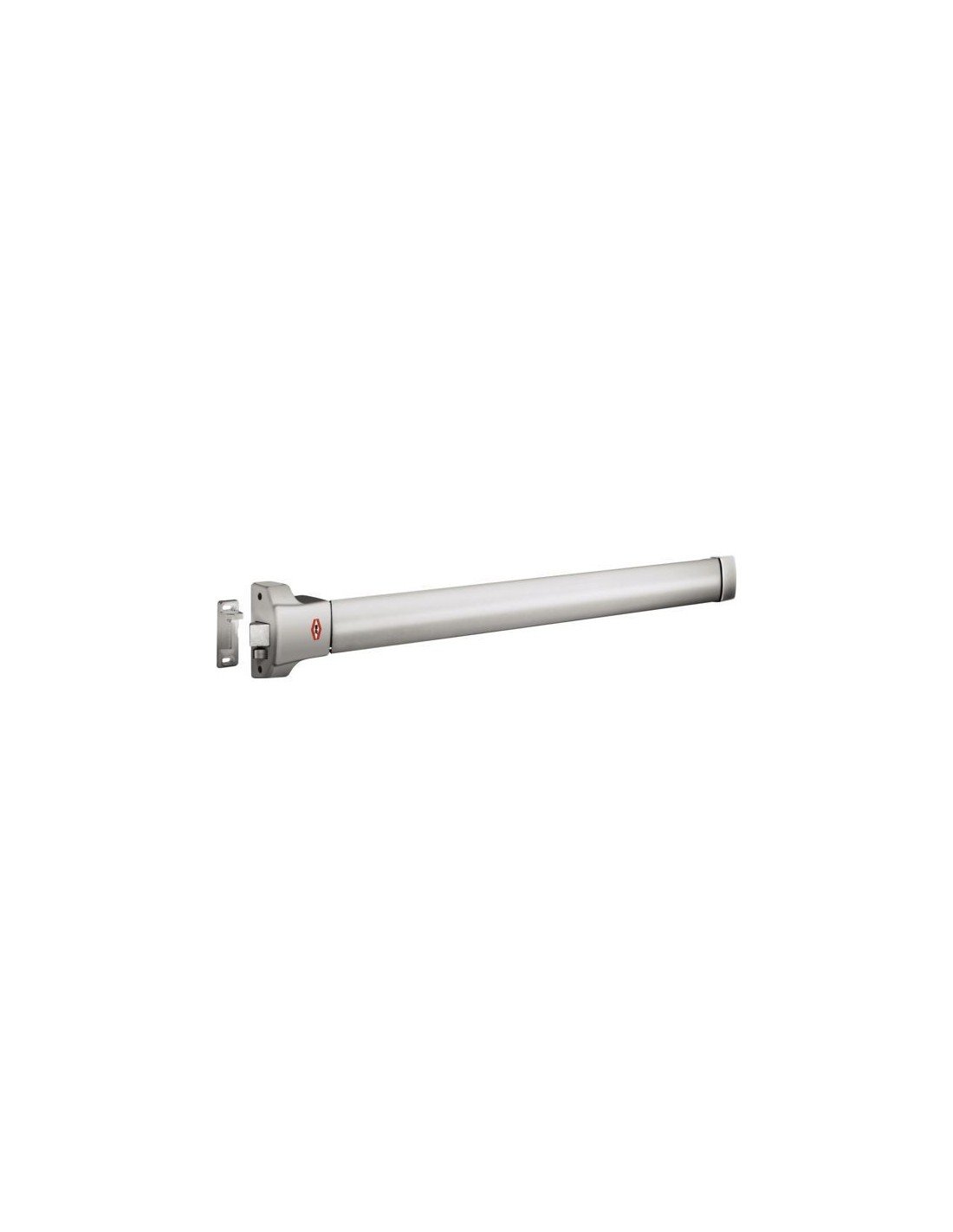 JPM - Barre Anti-Panique Pushbar 90+ - Porte Sortie de Secours Bois, Métal, PVC, Aluminium - 836mm Recoupable - 1 Point de Verrouillage - Résistance Vandalisme et Corrosion - Garantie 10 Ans - Argent