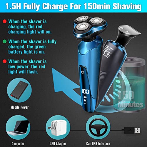 Image of Electric Razor for Men, 3-in-1 Shaver with Floating Blades for Nose Hair &Sideburns,Replacement Blades, Pop-up Trimmer, IPX7 Waterproof, Travel Lock, Wet & Dry Use, Face Shaving Grooming Travel Kit
