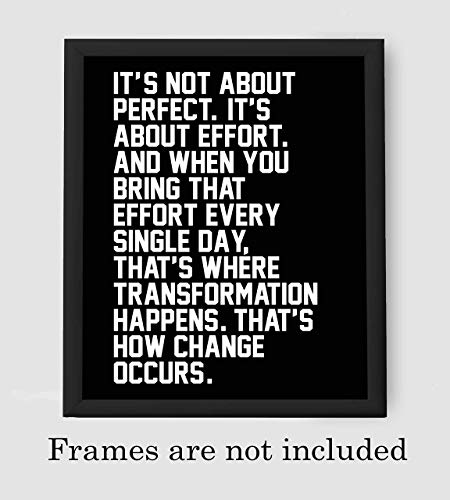 "It's Not About Perfect-It's About Effort"-Life Quotes Wall Art-8 x 10" Motivational Poster Print-Ready To Frame. Inspirational Home-Office-Classroom-Desk Decor. Perfect Sign to Inspire Effort!