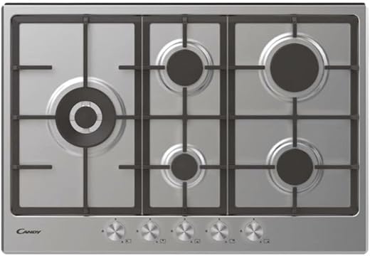 Candy CHG7WLWPX Piano Cottura a Gas in Acciaio Inossidabile da 75 cm,...