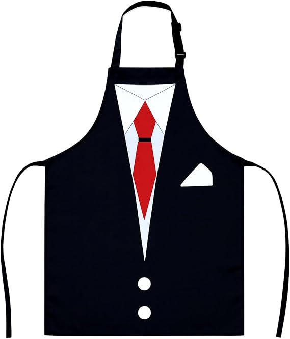 funny aprons for men Adult Suit-Themed Apron - Elegant Design Perfect for Kitchen, Baking, Hosting Parties, Catering Services & Special Events