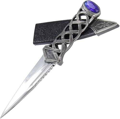 Miniatura 7 de Armory Replicas Cuchillo de daga de acero trenzado celta escocés tradicional medieval de piedra Sgain Dubh