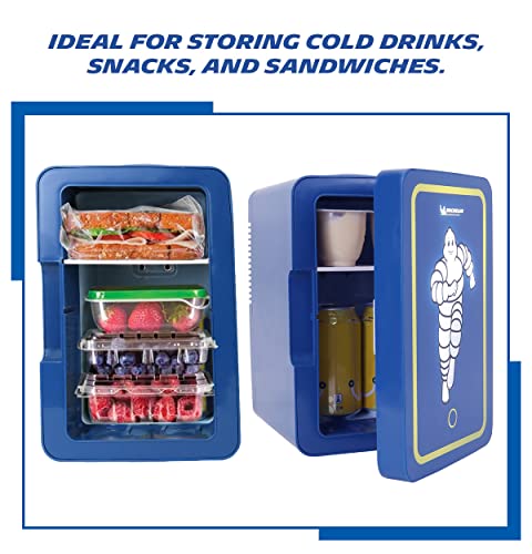 Michelin Portable 6 Can Mini Fridge, Led Lighted Door, 6L (6.3 Qt) Capacity, Blue, Travel Cooler With 12V Dc And Ac Power Cords, Compact Refrigerator For Home, Office, Dorm, Garage, Workshop, Truck #TOP4