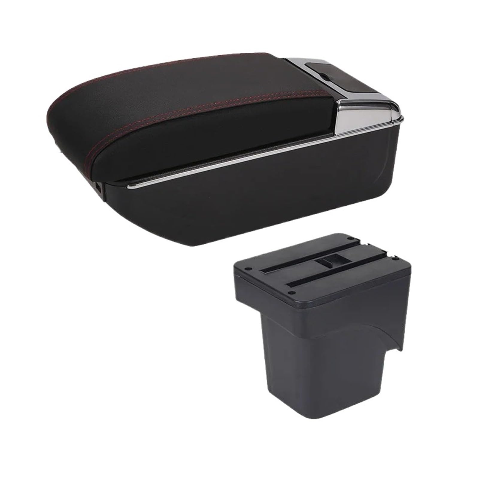 Umdjju B1 Black Red 7Usb For Focus For Mk2 Armrest Box Car Accessories Interior Details Retrofit Parts Storage Car Centre Console Armrest Box(B1 Black Red 7Usb)