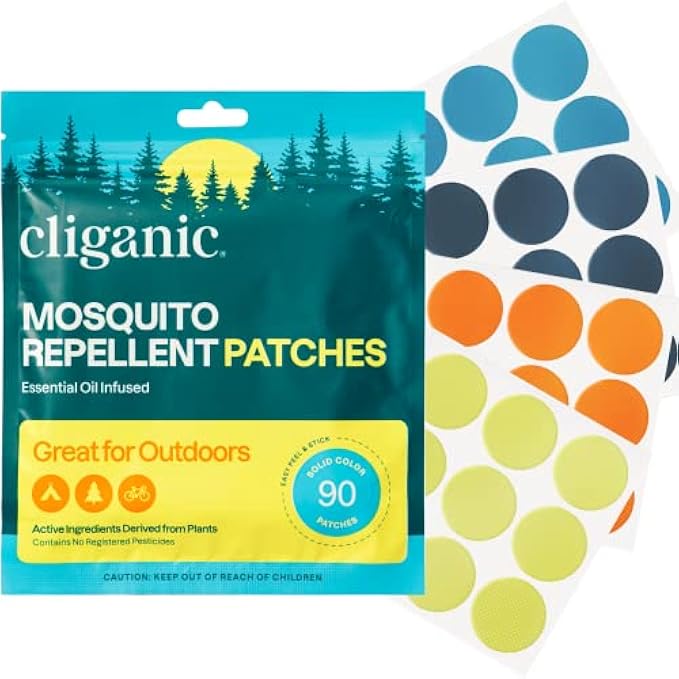 Cliganic Mosquito Repellent Stickers (90 Pack) - Patches for Kids & Adults, Natural DEET-Free, Citronella Essential Oil Infused