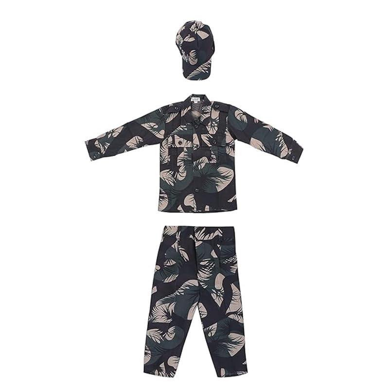 Image of Army Dress for Kids | Indian Military Soldier Fancy Dress Costume | Polyester Fabric | Army Uniform for Boys & Girls | School Fancy Dress, Role Play, Independence Day & Republic Day