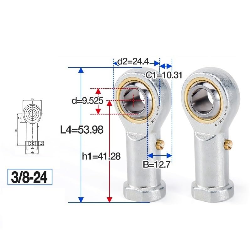 BERWENNY 1PC Rod Ends Joint Bearings Female Thread PHSB3L/4/5/6/7/8/10/12/PHSB16L Left-Hand Thread Spherical Plain Bearing(PHSB6L 3/8-24)
