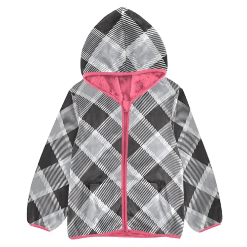 GuoChe Classical Plaid Black White Toddler Fleece Jacket