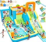 17-in-1 Water Slide Bounce House w/Extended Water Slip, Bodyboards & Water Guns, 15.4x11FT...