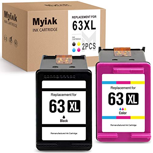 MYINK Remanufactured Ink Cartridge Replacement for HP 63 XL 63XL 1 Black 1 Color, 2 Pack Fit Printer 4520 5255 3830 5258 4650 1112 4655 3630 3631 4652 4512 3632